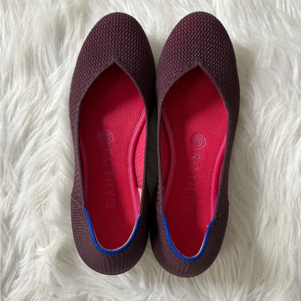 Rothy's Burgundy Knit Flats with Pink Insole - Picture 3 of 4